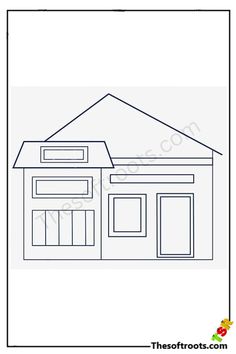 House drawing Drawing Simple, Easy Coloring Pages, Drawing For Beginners, Childhood Education, Early Childhood Education