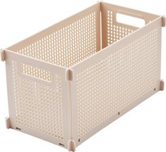 a white plastic basket with holes on the sides