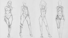 three sketches of different female body shapes