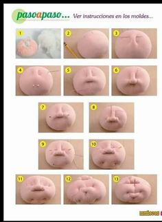 the instructions for how to make a doll's nose and mouth with different expressions