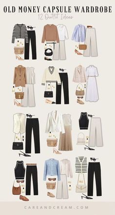 Old Money Capsule Wardrobe, Smart Casual Women Outfits, Capsule Wardrobe Casual, Capsule Wardrobe Women, Capsule Wardrobe Essentials, Fashion Capsule Wardrobe, Classic Style Outfits, Capsule Outfits, Wardrobe Outfits