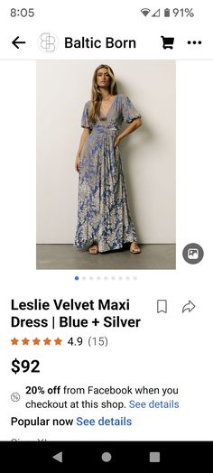 Popular Now, Velvet Maxi Dress, Maxi Dress Blue, Blue And Silver, Maxi Dress, Velvet