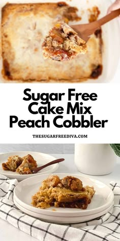 this sugar free cake mix peach cobbler is the perfect dessert