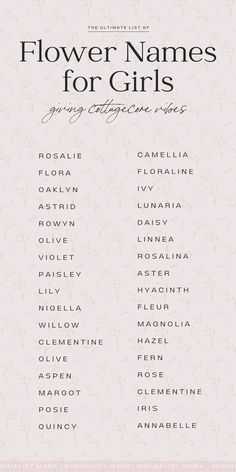 the flowers names for girls are shown