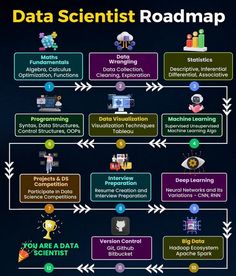 the data scientist roadmap is shown in this graphic above it's image