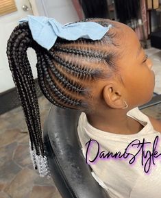 Cornrow Ideas For Kids, Kiddie Braids, Cornrow Styles For Kids, Kids Cornrows, Girls Braided Hairstyles Kids, Cornrows For Girls, Weaving Hairstyles, Feed In Braids Ponytail, Natural Hair Ponytail