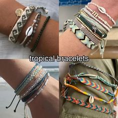 Tropical Bracelets, Pogue Style, Les Pogues, String Bracelet Patterns, Braided Bracelet Diy, Surf Jewelry, Yarn Bracelets, Friendship Bracelet Patterns Easy, Tropical Jewelry