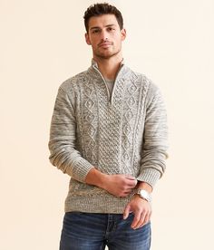 Outpost Makers Cable Knit Sweater - Grey X-Large, Men's Cream Marled mock neck quarter zip sweater Ribbed trim. Layering piece(s) and/or accessories sold separately.. 55% Cotton 45% Acrylic. Machine wash cold with like colors gentle cycle. Only non-chlorine bleach. Tumble dry low. Warm iron if needed. Apparel & Accessories > Clothing > Shirts & Tops The Outpost, Men Cream, Men's Sweaters, Quarter Zip Sweater, Grey Knit Sweater, Sweater Grey, Accessories Clothing, Cable Knit Sweater, Zip Sweater