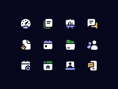 the icons are designed to look like they have different colors and shapes, including white