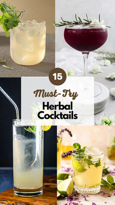 Herbal Cocktails Herb Drinks, Herb Cocktail Recipes, Herb Cocktails, Plant Themed Cocktails, Rosemary Cocktail Recipes, Herbal Cocktails, Herbal Cocktail Recipes, Herbal Mocktail Recipes, Basil Drinks Cocktails