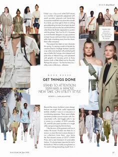 an article from the new york fashion week magazine, featuring models in white and green outfits