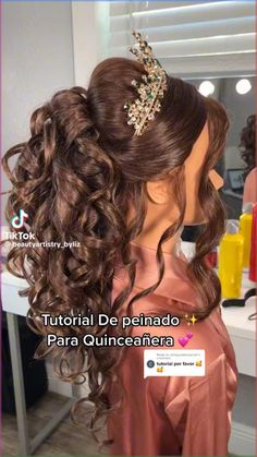 Short To Long Hair, Sweet 16 Hairstyles, Quince Hairstyles With Crown, Quinceanera Hairstyles, Special Occasion Hairstyles, Quince Hairstyles, Formal Hairstyles, Crown Hairstyles, Latin American