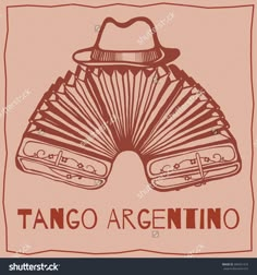 an old style fan and hat with the word tango argentino on it