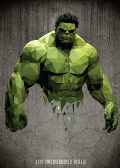 an image of the incredible hulk in low poly art style with his hands on his hips