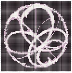 a cross stitch pattern with circles in the middle and one circle at the center, on a black background