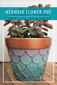 a potted plant with the words mermaid flower pot in front of it and an image of