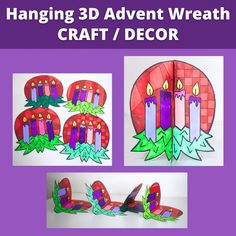 an image of a paper craft with candles on it and the words hanging 3 d'avent wreath