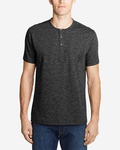 Men's Legend Wash Pro Short-sleeve Henley - Space Dye | Eddie Bauer Vintage Games, Eddie Bauer, Dye, Mens Tops, Mens Tshirts