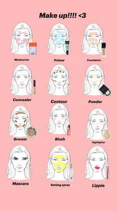 Easy School Makeup, Face Makeup Routine, Makeup Routine Guide, Preppy Makeup, Makeup Charts, Makeup Life Hacks, Latina Makeup, Makeup Order, Simple Makeup Tips