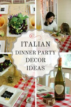 italian dinner party decor ideas with food and wine