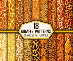 the giraffe patterns are all different colors