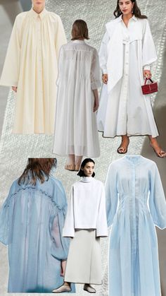 models in white and blue outfits on the runway