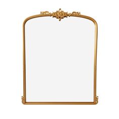 an ornate gold mirror on a white background with clippings for text or image