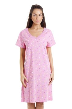 Relax and unwind in this comfortable stylish nightdress. It moves with you for an undisturbed sleep. The pretty floral lace neckline gives it an extra feminine feel. Available In Fuchsia Or Pink Shipped From A Small UK Business Made From 100% Cotton Womens Nightgowns, Women's Nightgowns, Lace Neckline, Colour Star, Night Shirt, Summer Cotton, Summer Nights, Star Print, Night Dress