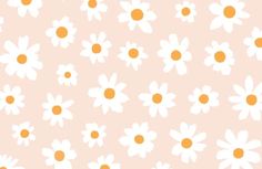 an orange and white flower pattern on a pink background