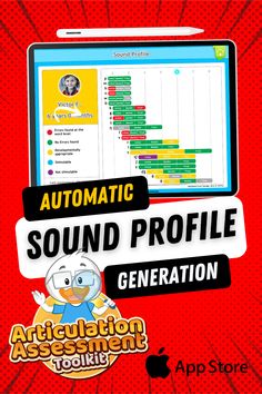 an advertisement with the words automatic sound profile generation on it's screen and in front of