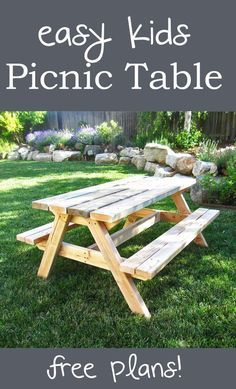 an easy kids picnic table with free plans