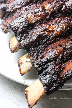 the ribs are cooked and ready to be eaten on the plate for dinner or as an appetizer