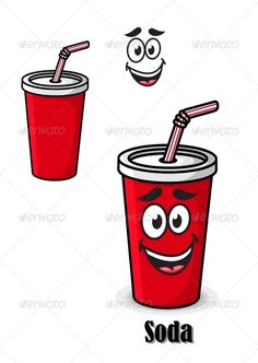 a soda drink with a straw and smiling face