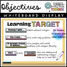 a whiteboard display with the words learning target