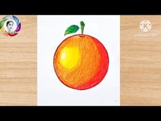 an apple drawn with colored pencils on paper