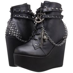 POISON-101 - Shoecup.com - 1 Goth Shoes, Gothic Boots, Demonia Shoes, Black Lace Up Boots, Gothic Shoes, Studded Ankle Boots, Wedge Ankle Boots, Studded Boots, Black Vegan