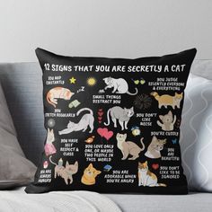 the 12 signs that you are perfectly a cat throw pillow