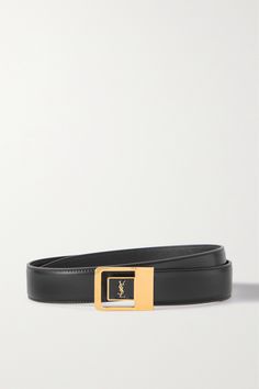 SAINT LAURENT's belt is centered with the brand's instantly recognizable 'YSL' logo plaque, so it'll elevate any outfit . It's crafted from supple leather with a glossy finish and has a slim profile. Ysl Belt, Winter Attire, Luxury Belts, Branded Belts, Designer Belt, Belt Design, Saint Laurent Bag, Fall Shopping, Curator Style