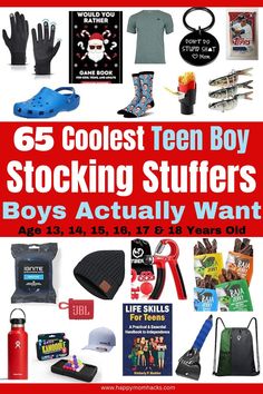 the top ten boys's stocking stuff is shown in red and white, with text