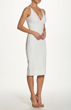 Fitted to flatter, this crepe sheath goes to sleek and stylish lengths to keep the focus on the featured event, your entrance. Style Name:Dress The Population Lyla Crepe Cocktail Dress. Style Number: 5606385_7. Knee Length Dresses Classy, White Knee Length Dress, Cocktail Dress Nordstrom, Black Sunflower, White Sheath Dress, Mid Calf Dresses, Shop Dress, Dress The Population, Knee Length Dresses