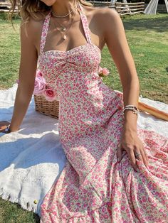 Floral Print A line Dress with Shirred Ruched Bust - Multicolor / L Girly Dresses, Womens Floral Dress, Pretty Dresses, Pretty Outfits, Cute Dresses, Fashion Inspo Outfits, A Line Dress, Dresser, Outfit Inspirations