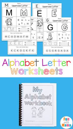 an alphabet worksheet with the letter m on it and two pictures of them