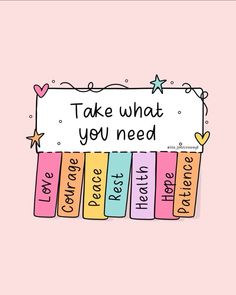 some books are stacked on top of each other with the words take what you need