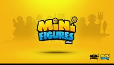 the logo for mini figures is shown on a yellow background