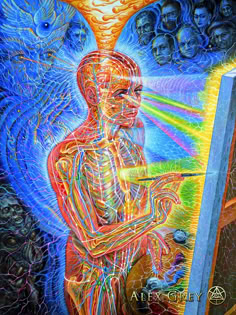 Trippy Screensavers, Alex Grey Paintings, Alex Gray Art, Art Hippie, Alex Grey, Psychadelic Art, Psy Art, Spiritual Artwork, Spirited Art