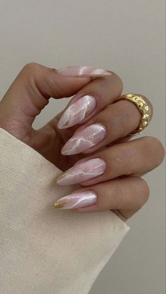 Marble Nails - Pink Aesthetic Marble Nails Classy Nail Designs, Almond Nails Designs, Thanksgiving Nails, Neutral Nails, Marble Nails, Prom Nails, Luxury Nails, Classy Nails, Chic Nails