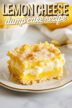 lemon cheese dump cake recipe on a plate