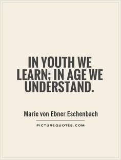 a quote that says in youth we learn in age we understand