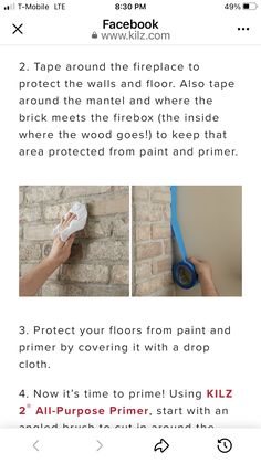 the instructions for painting a brick wall