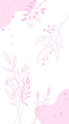 a pink and white wallpaper with flowers on it